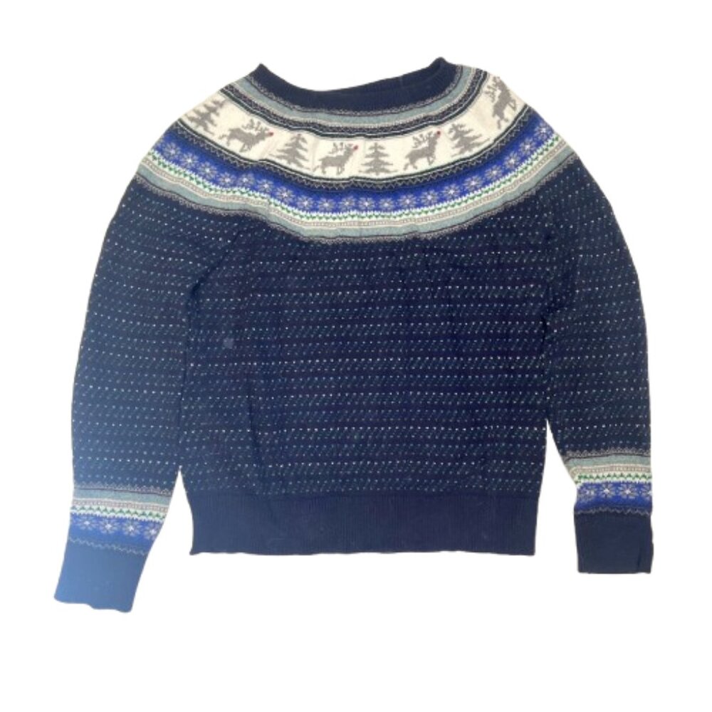 Talbots Fair Isle Deer Christmas Sweater